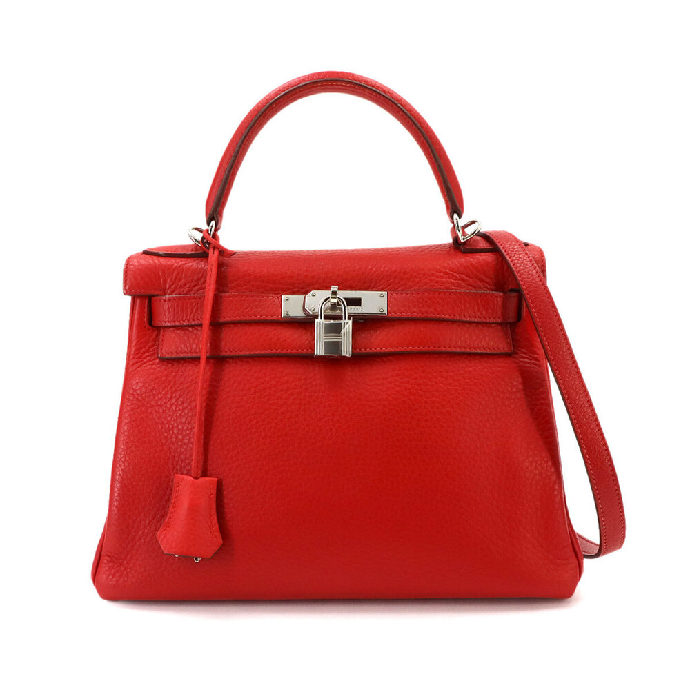 Hermes Kelly 28, Taurillon Clemence leather, red, 2-way handbag/shoulder bag,...